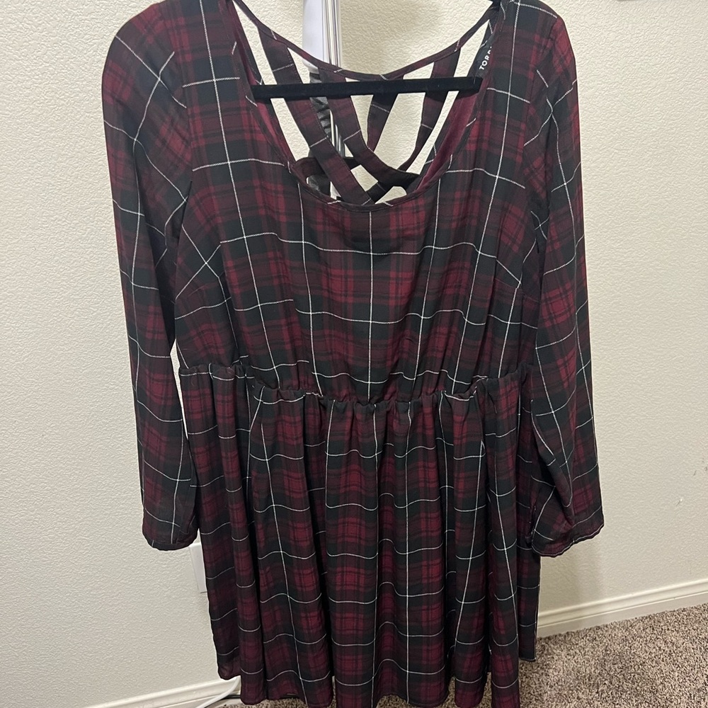EUC Torrid mini dress black and red plaid size 2